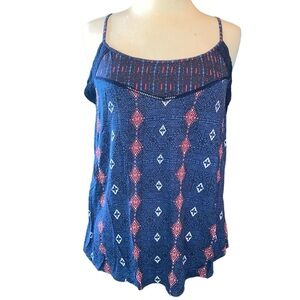 Maurices tank blouse tie back spaghetti straps lace embellished scoop neck Sz LG